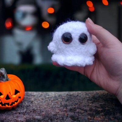 Crochet Ghost-Halloween Decor-Stuffed Animal-Plushie-Amigurumi-Unique Gift-Halloween Lover-Spooky- Fall Decor-Birthday Gift-Christmas Gift - image1